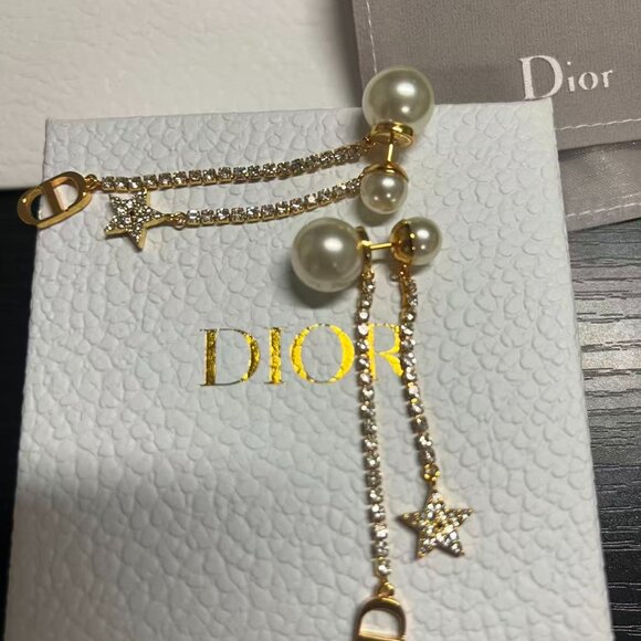 Stunning Dior Tribales Earrings - Pearls & Gold with Rhinestones - Picture 1 of 6